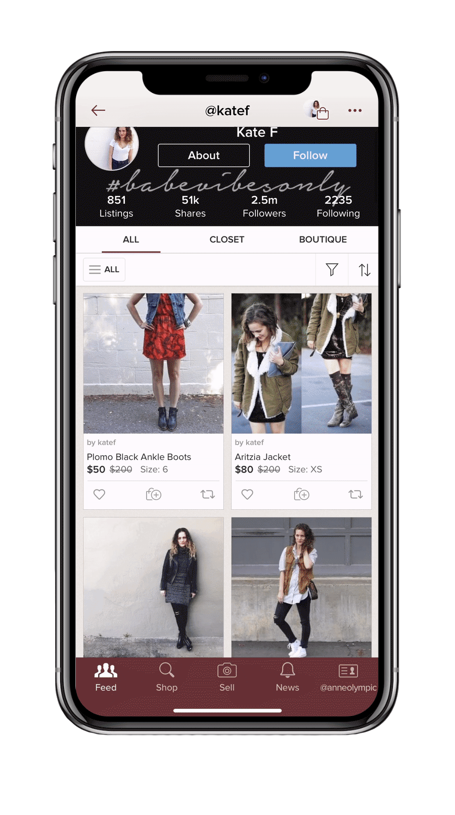 phone gif of @katef's closet